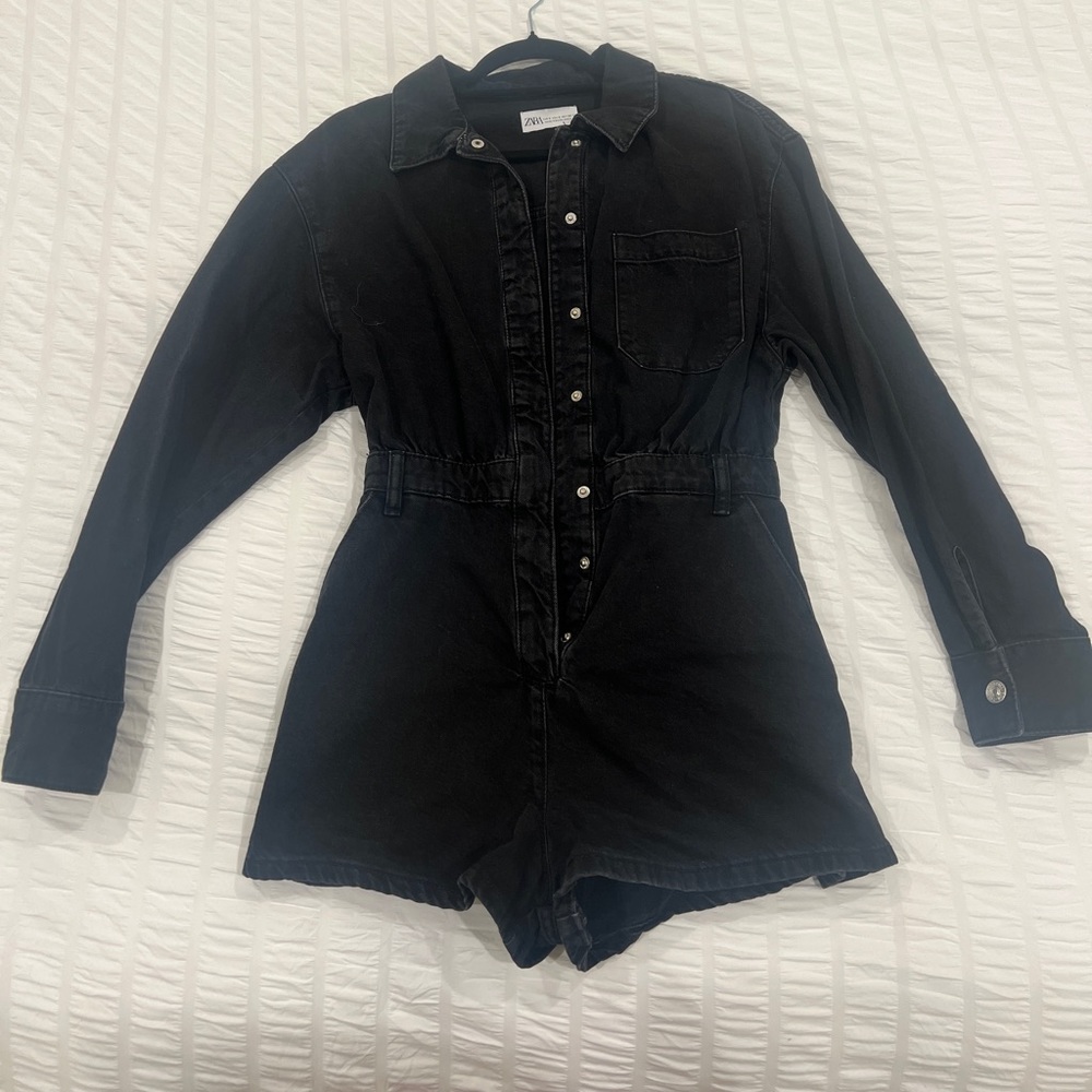 NWOT Zara Black Denim Playsuit / Romper